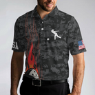 America Eagle Bowling Polo Shirt, Camouflage USA Flag Bowling Shirt For Men