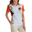 Golf I Have Two Titles Short Sleeve Women Polo Shirt, Orange Leopard Golf Shirt For Ladies, Gift For Golf Mom