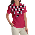 Tennis Shirt With Argyle Pattern Short Sleeve Women Polo Shirt