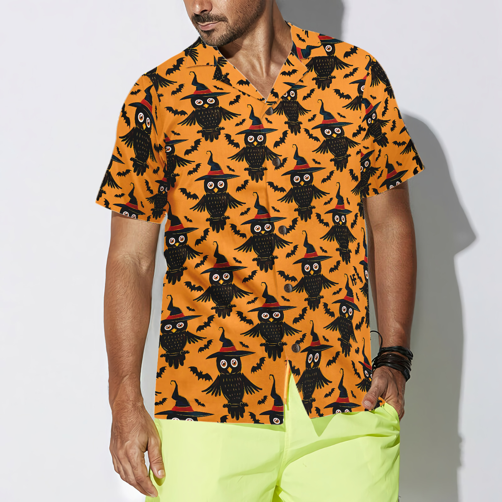 Owl Halloween Pattern Shirt For Men Hawaiian Shirt