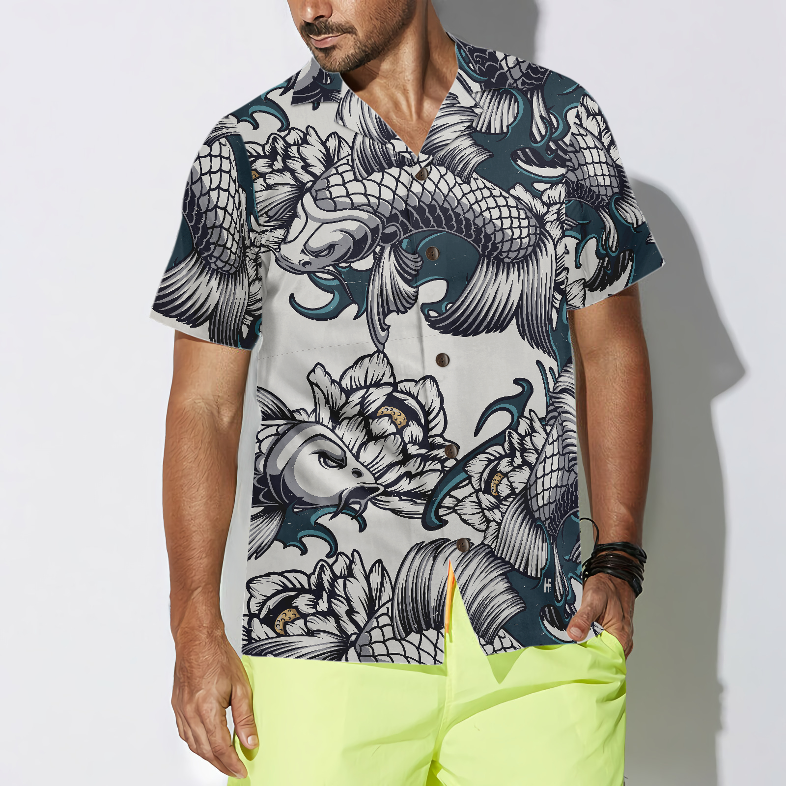 Traditional Floral Fish Hawaiian Shirt