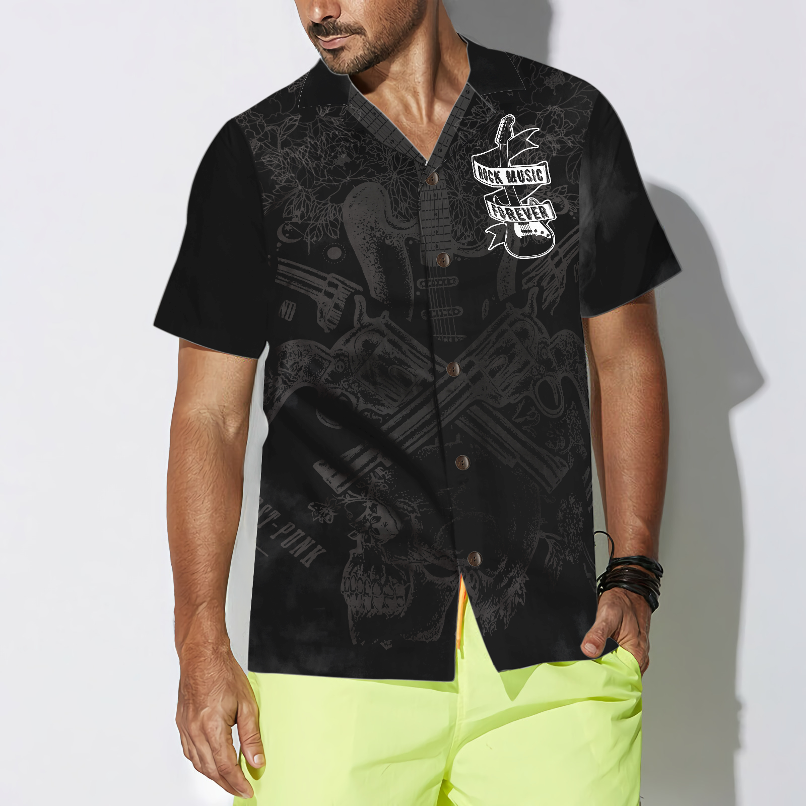Bass Guitar & Rock Music Hawaiian Shirt