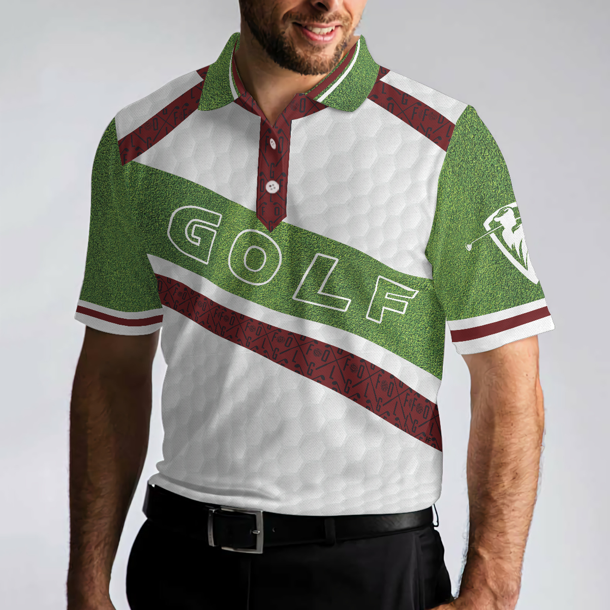 White And Green Men Golfer Golf Polo Shirt, Unique Golf Shirt For Men, Cool Gift For Golfers