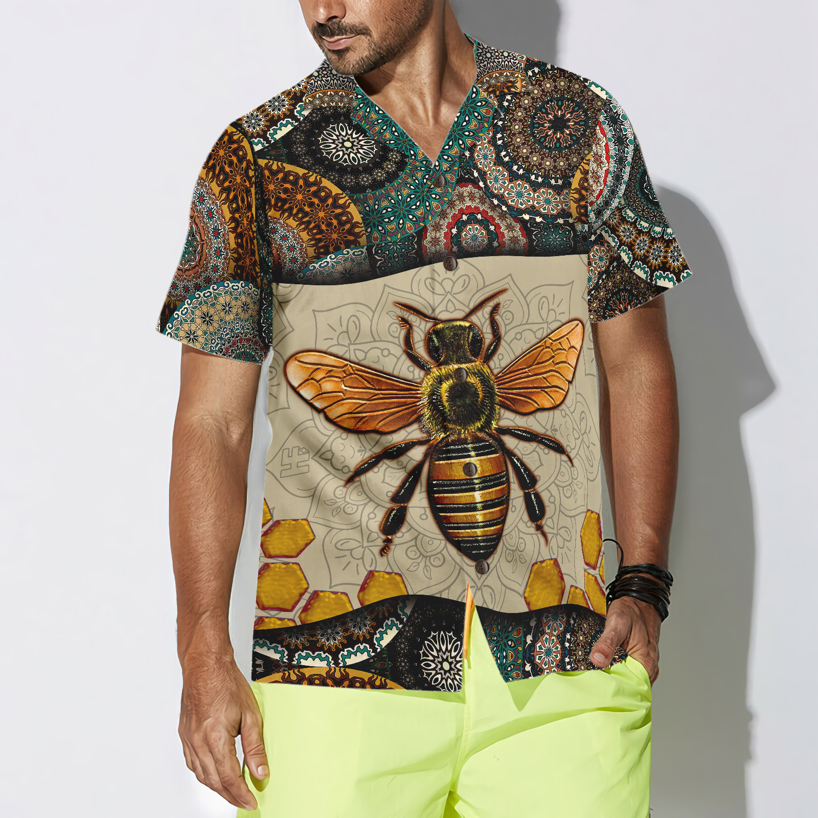 Boho Mandala Bee Hawaiian Shirt