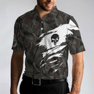 Never Underestimate An Old Man Camouflage Pattern Skull Polo Shirt, Army Skeleton Golfer Polo Shirt, Camo Golf Shirt For Men