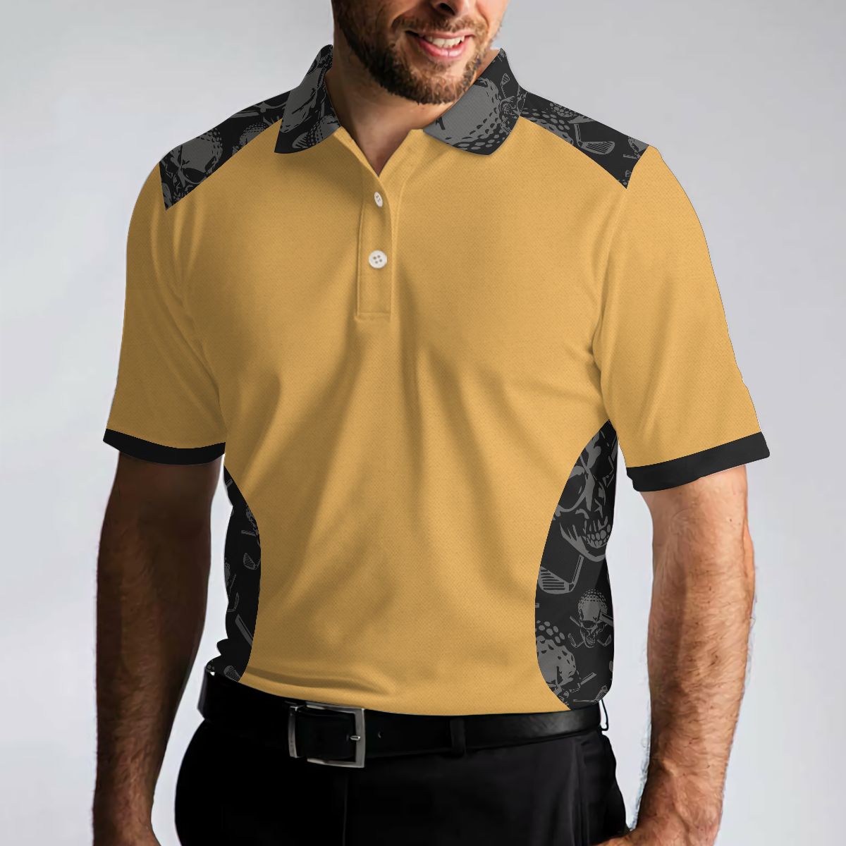 Grip It Rip It Sip It Golf Polo Shirt, Skull Pattern Shirt For Halloween, Scary Gift Idea For Golfers