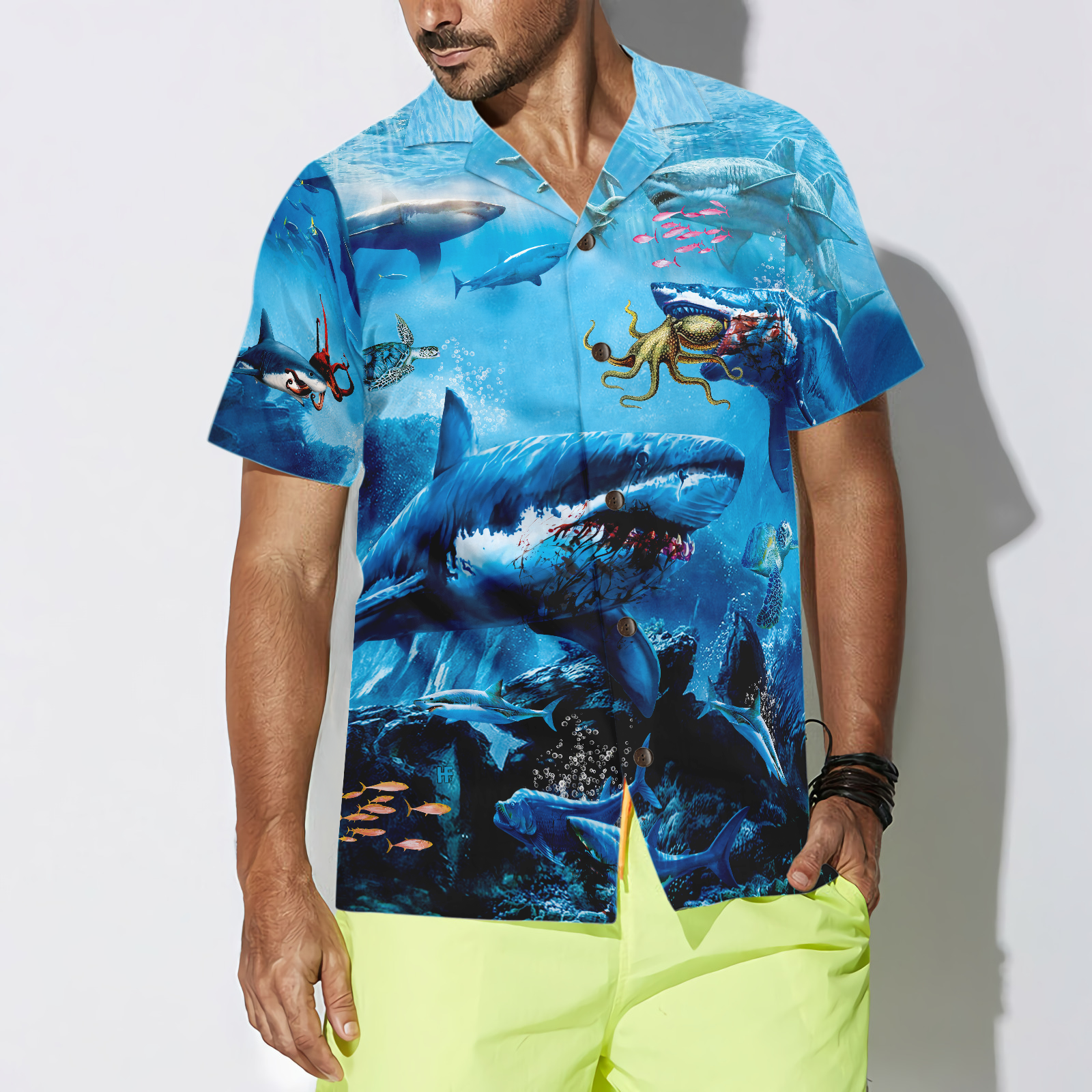 Extreme Dangerous Shark In The Sea Hawaiian Shirt