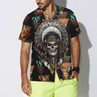 Indian Skull With Tribal Ethnic Pattern Hawaiian Shirt