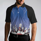 Spare No One Bowling Polo Shirt, Black And Blue Tenpin Bowling Shirt For Men, Cool Bowling Gift Idea