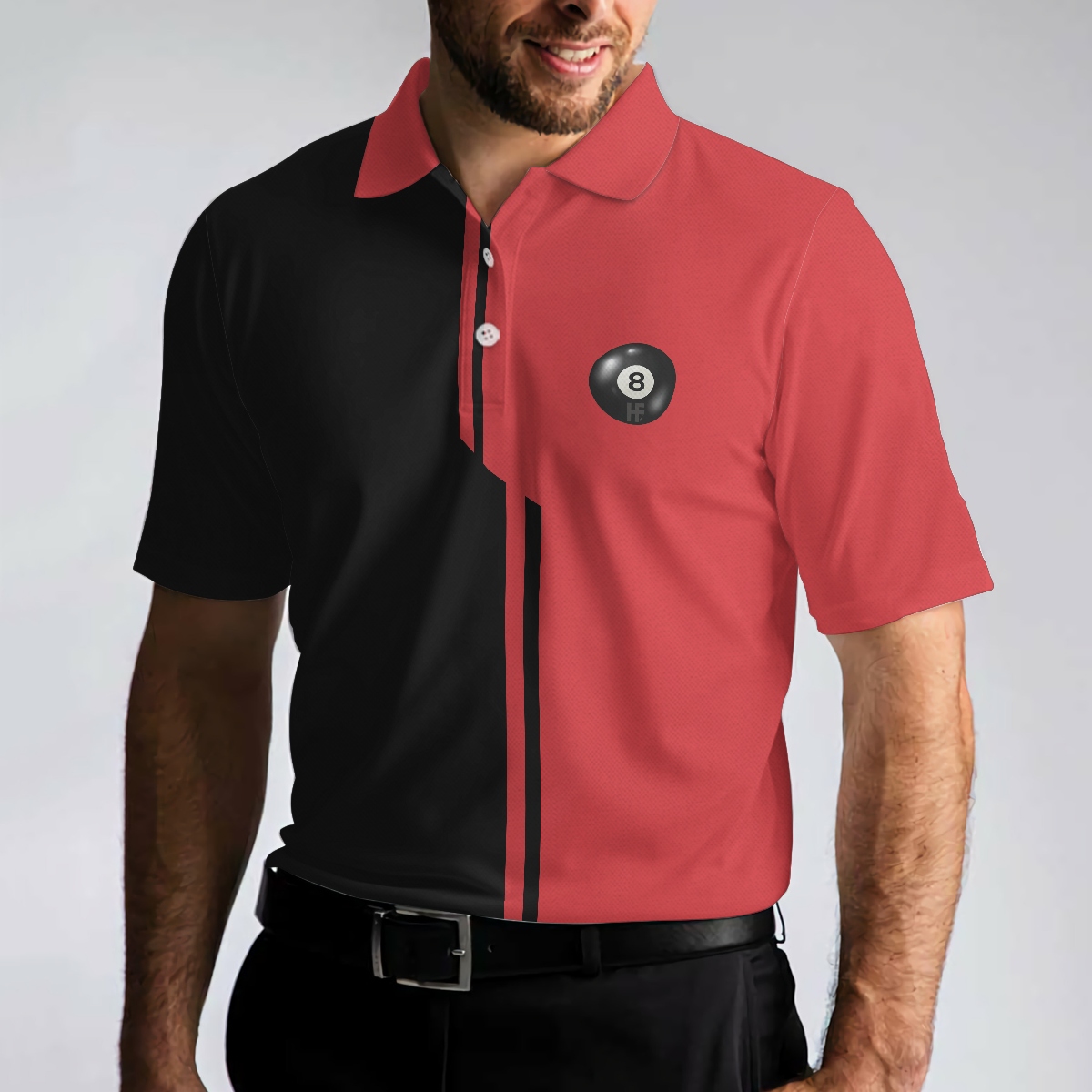 Aim Shoot Swear Repeat V2 Polo Shirt, Black And Red Billiards Shirt For Men, Gift For Billiards Lovers