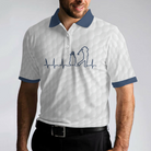 Heartbeat Golfer White And Navy Golf Polo Shirt For Men, Best Gift For Golfers