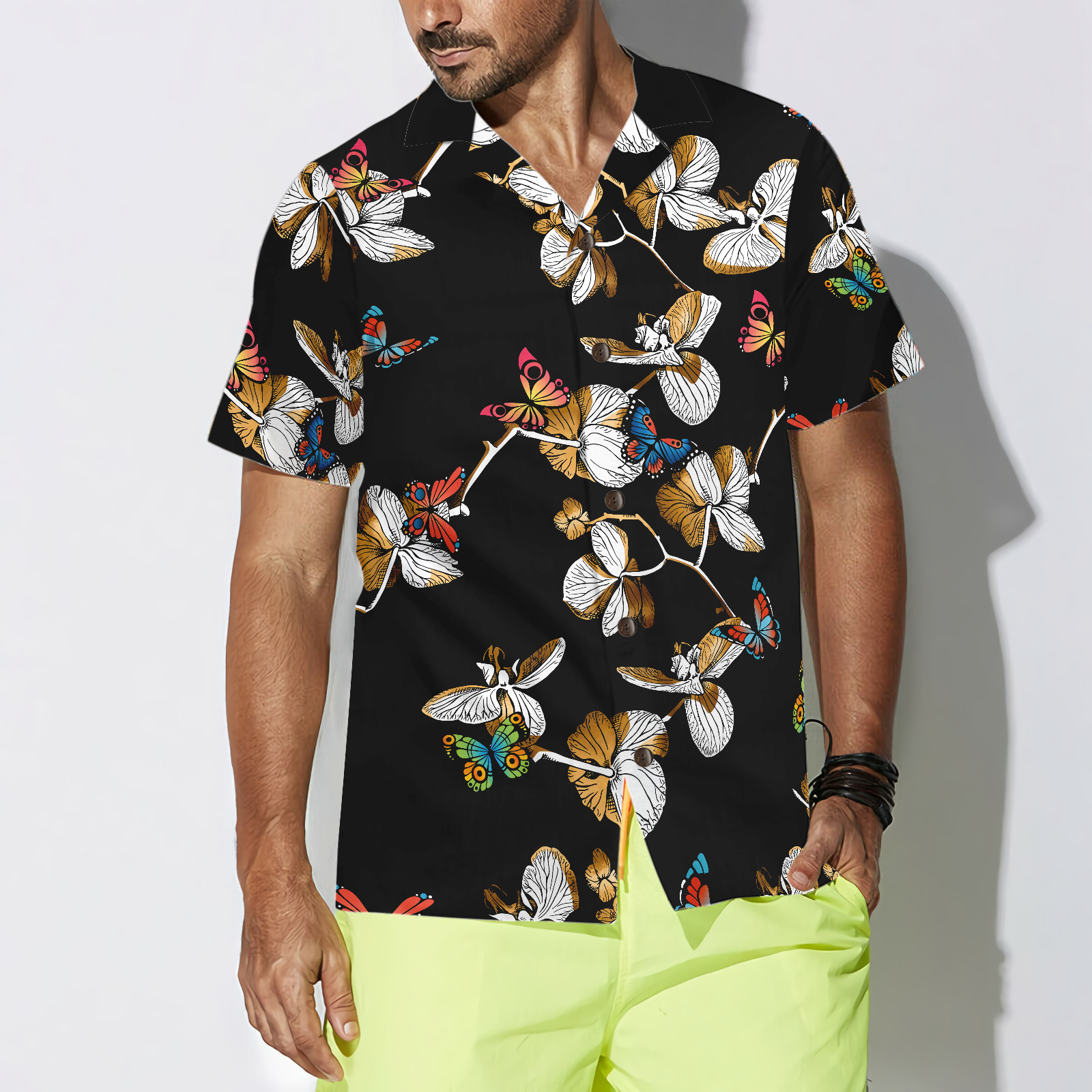 Floral Butterfly Pattern Hawaiian Shirt