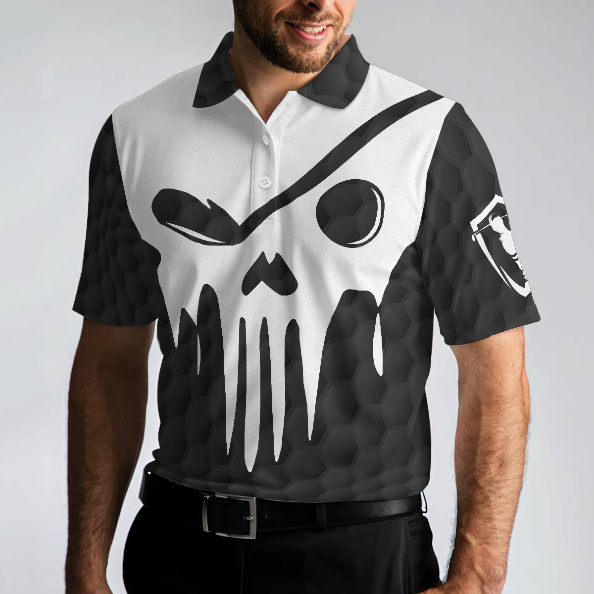 Skull Golf Polo Shirt, Black And White Skull Golf Shirt With Sayings, Best Golf Gift For Halloween