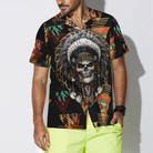 Indian Skull With Tribal Ethnic Pattern Hawaiian Shirt