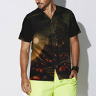 Halloween Haunted House On The Hill With Pumpkin Hawaiian Shirt, Full Moon Haunted Jack-o'-lantern Hawaiian Shirt For Men