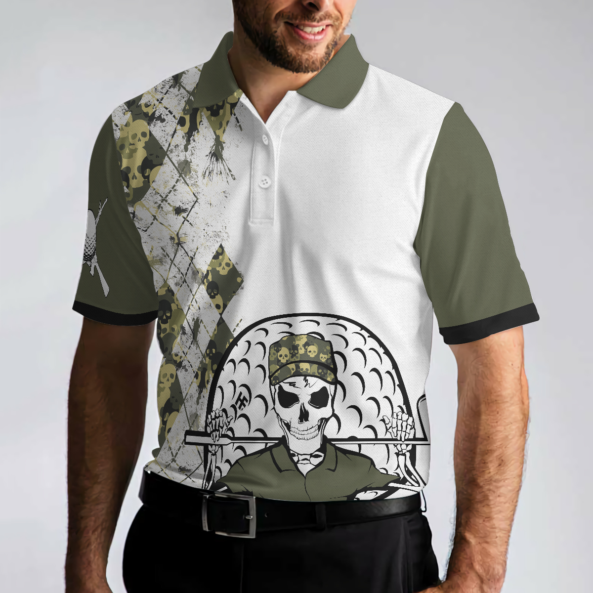 Veteran Fire In The Hole Polo Shirt, Veteran Themed Golfing Polo Shirt For Male Golfers, Argyle Shirt