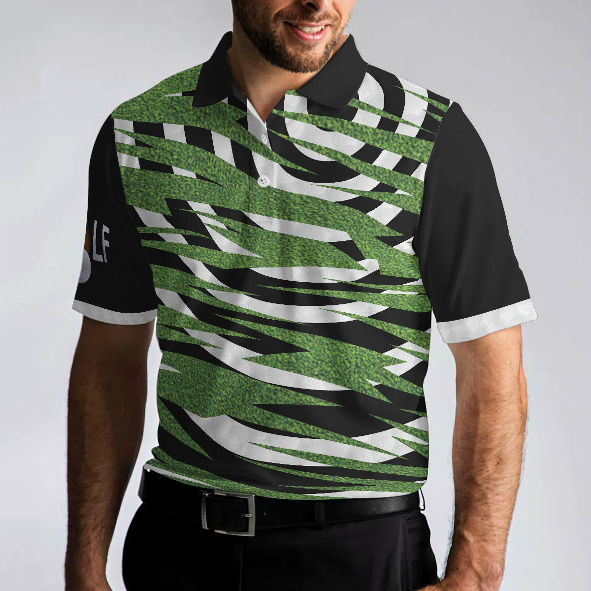 Unique Golfer Design With Ripped Texture Golf Polo Shirt, Basic Spiral Pattern Golf Shirt Design