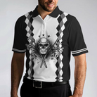 Grandpa Is My Name Golf Is My Game Golf Polo Shirt, Black And White Argyle Pattern Golf Shirt For Men