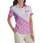 Golf Spirit In Pink Golf Short Sleeve Women Polo Shirt, White And Pink Golf Shirt For Ladies, Unique Female Golf Gift