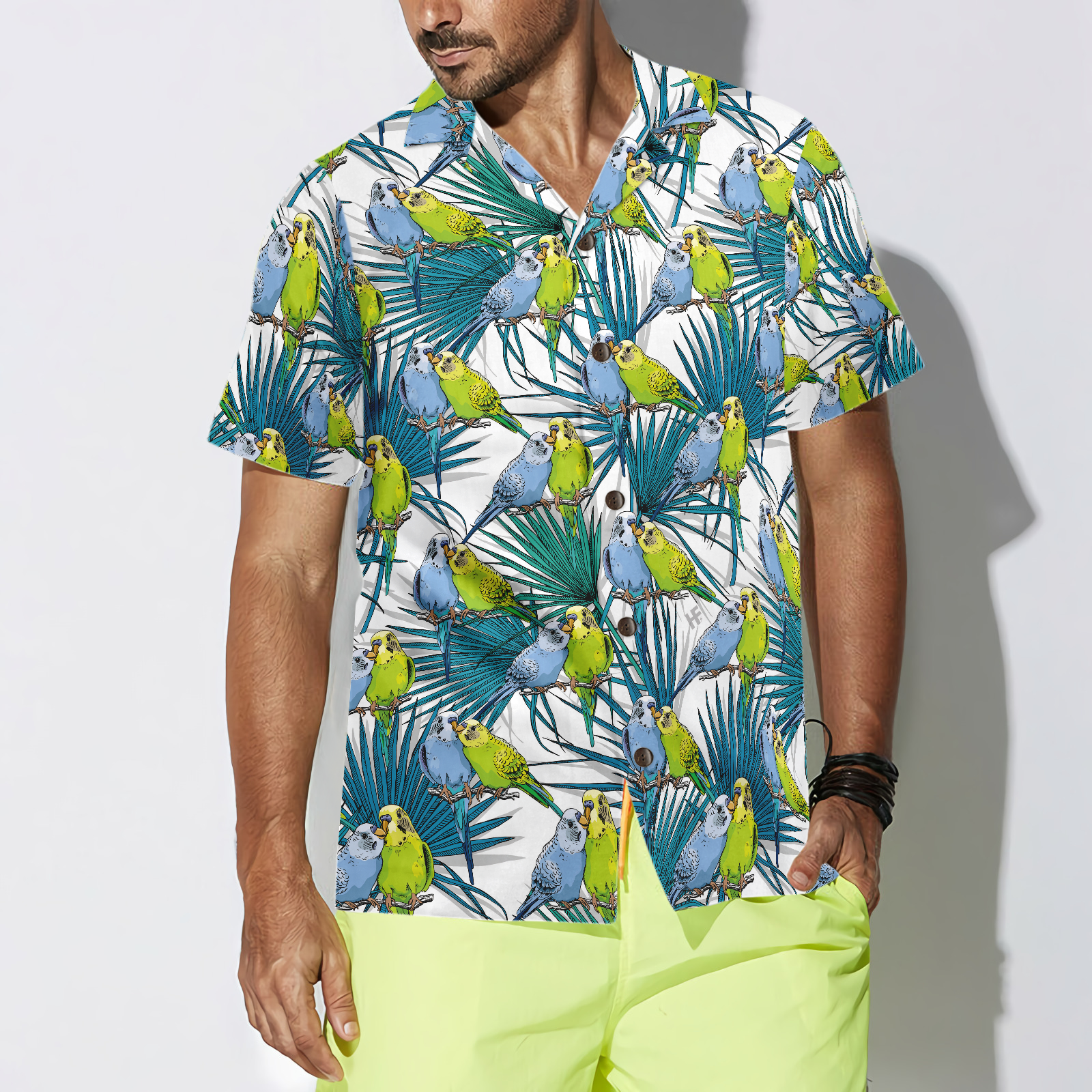 Little Green Parrot Shirt For Men Hawaiian Shirt