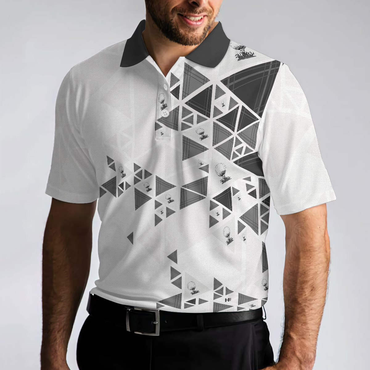 Golf Pattern On Par For Years Polo Shirt, Black And White Polo Shirt, Best Golf Shirt For Men - Hyperfavor
