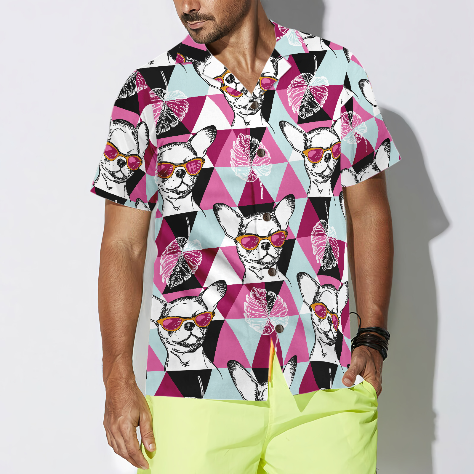 Chill Chihuahua Wearing Sunglasses Hawaiian Shirt