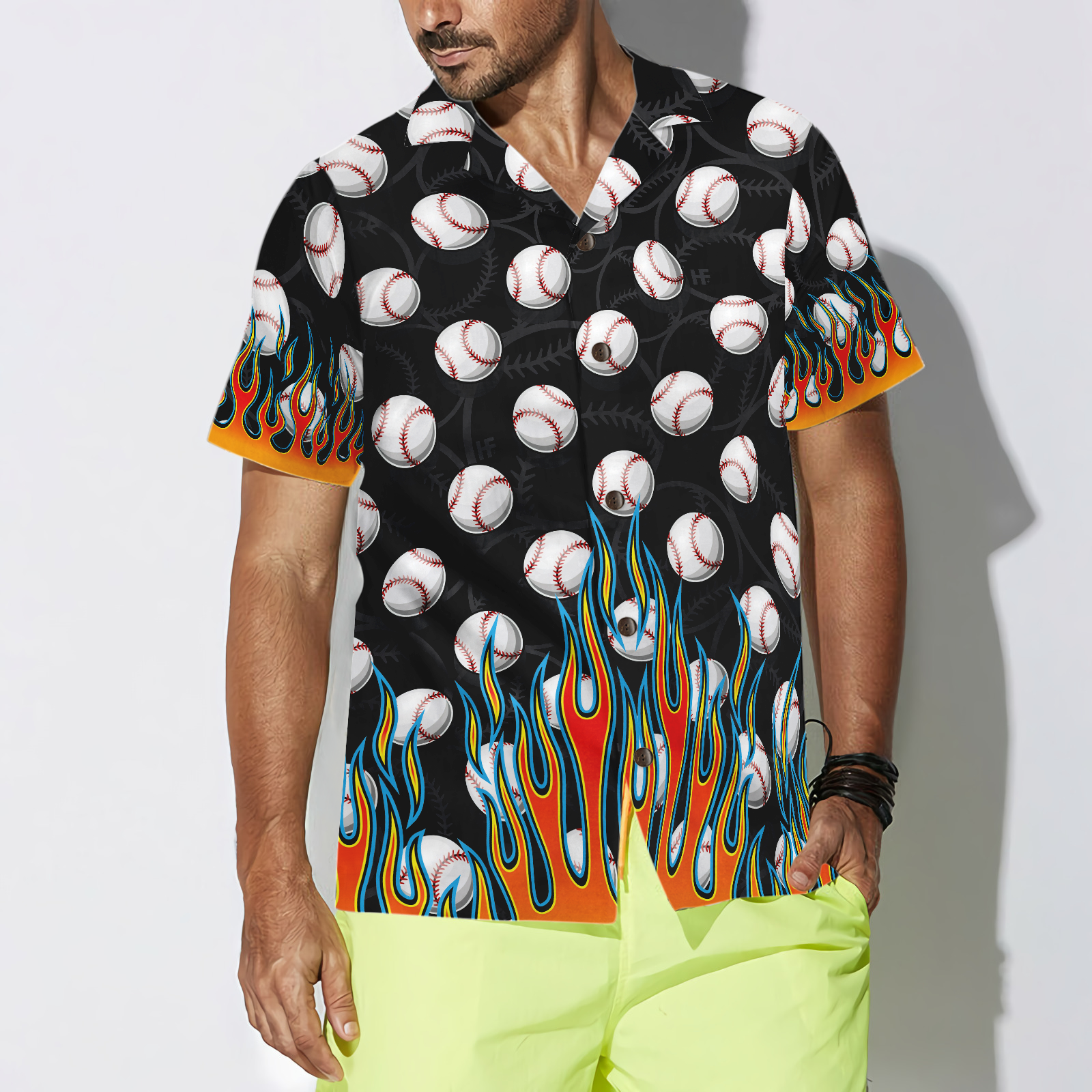 Flame Baseballs Hawaiian Shirt