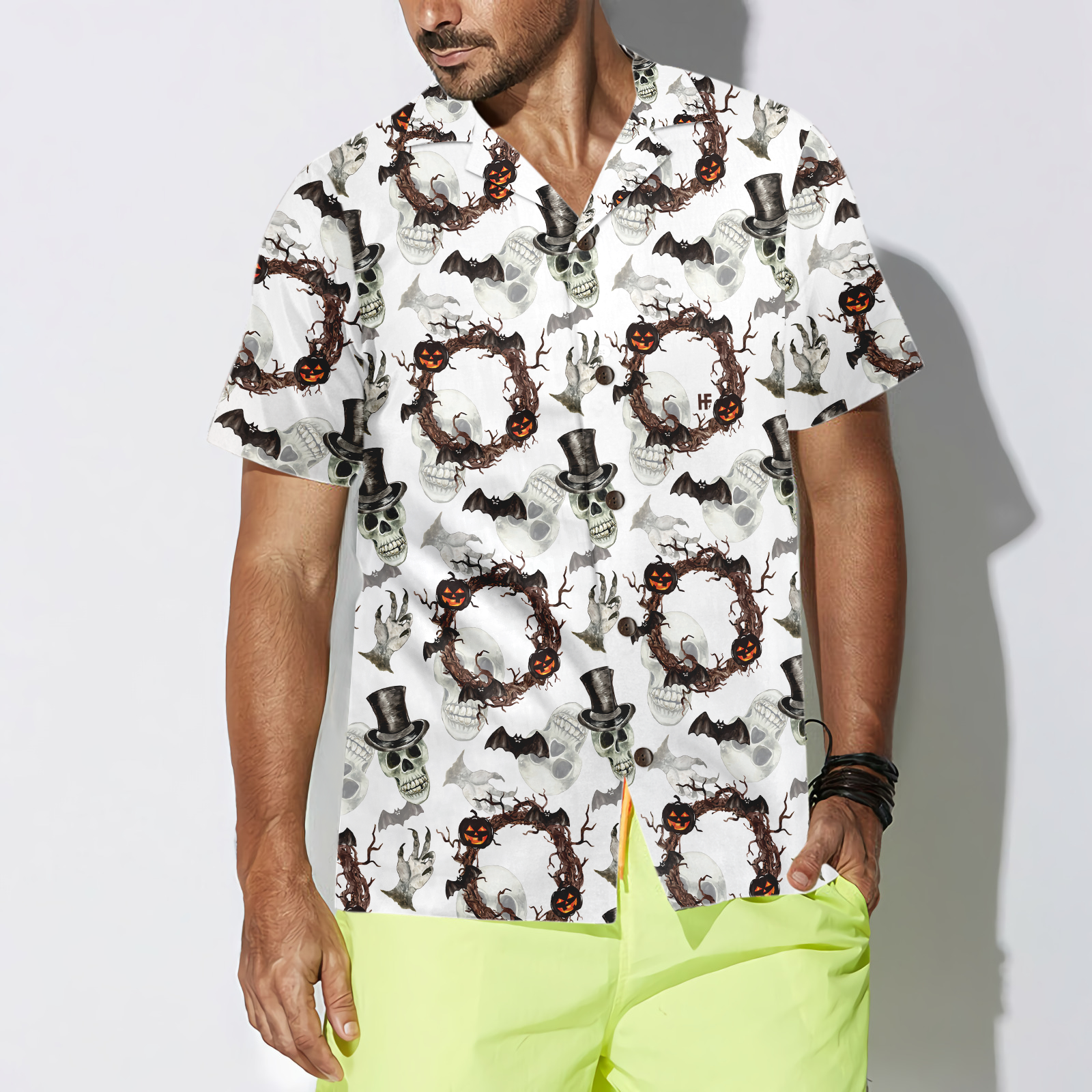 Festive Halloween Gentleman Skull Hawaiian Shirt