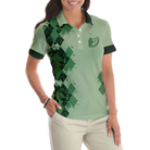Golf I Know I Play Like A Girl Green Short Sleeve Women Polo Shirt, Argyle Pattern Golf Shirt For Ladies, Unique Female Golf Gift