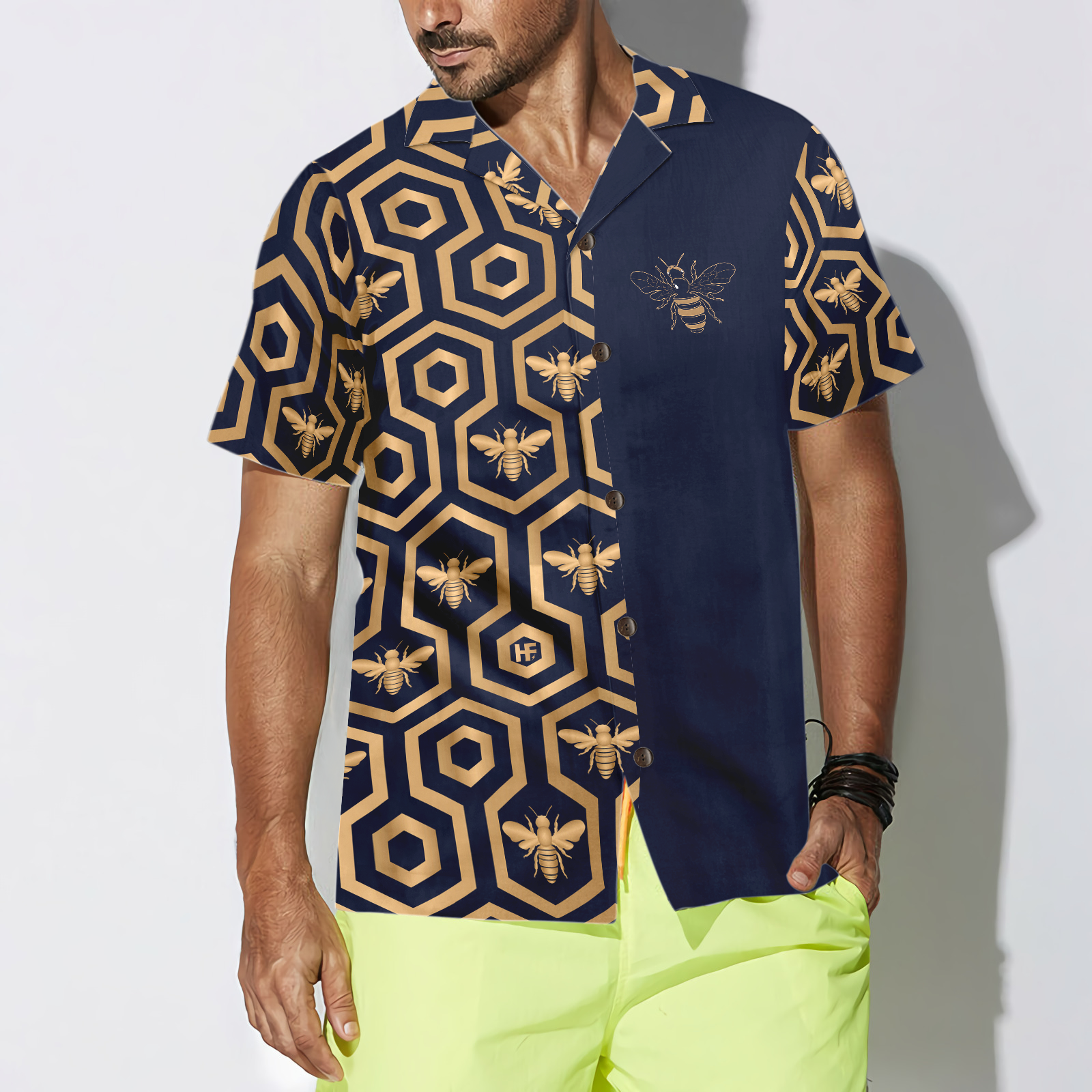 Bee Hive Hexagon Shirt For Men Hawaiian Shirt