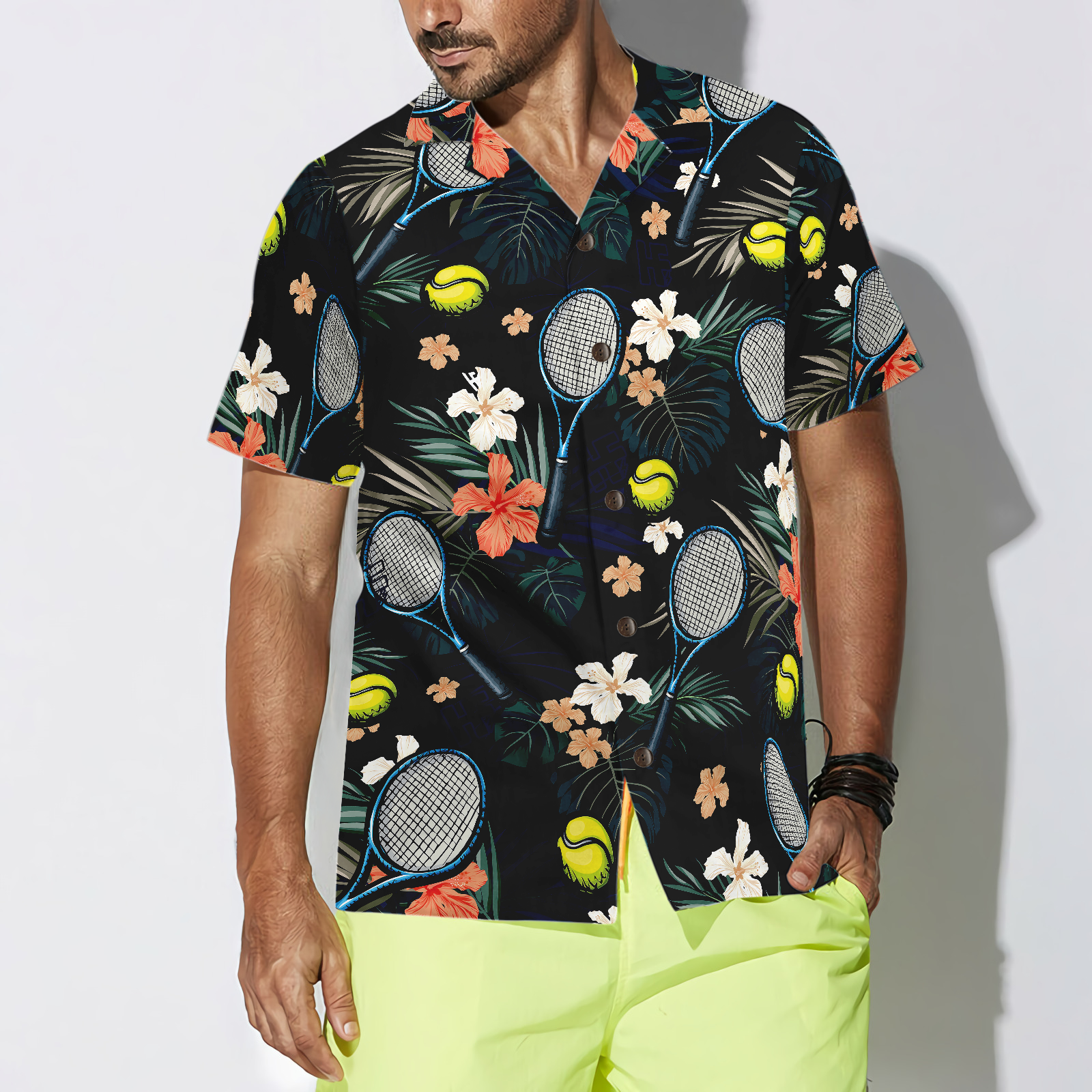 Tropical Floral Tennis Hawaiian Shirt