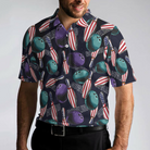 Bowling Is My Life Polo Shirt, American Flag Pattern Bowling Shirt For Men