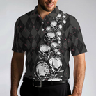 Elegant Argyle Pattern And Skull Golf Lover Polo Shirt, Black Skull Golf Shirt For Men