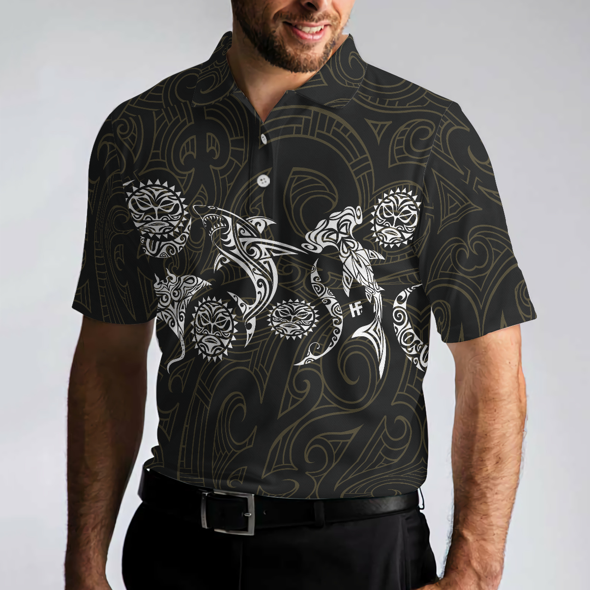 Elegant Polynesian Pattern Polo Shirt