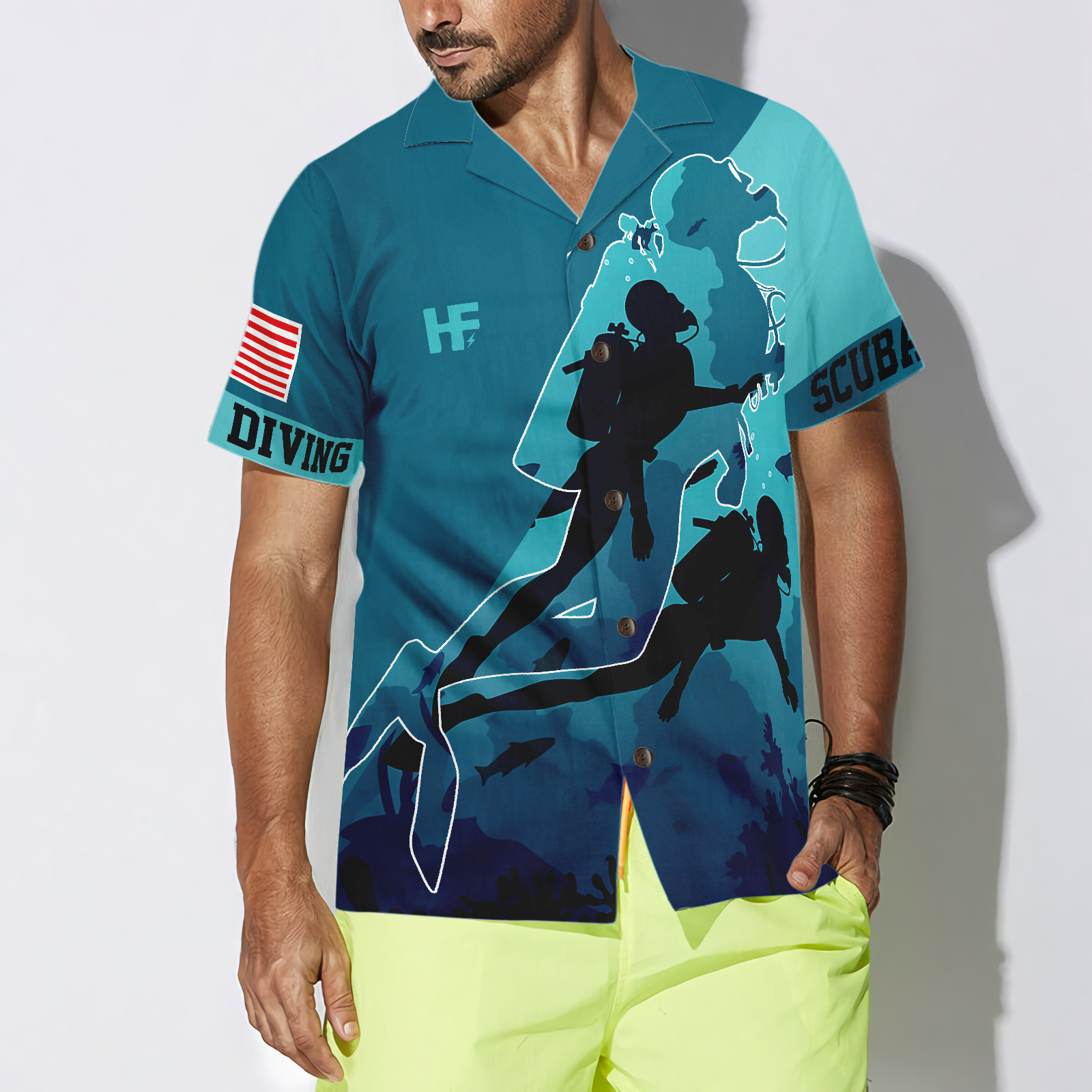 Scuba Diving Into The Sea Hawaiian Shirt