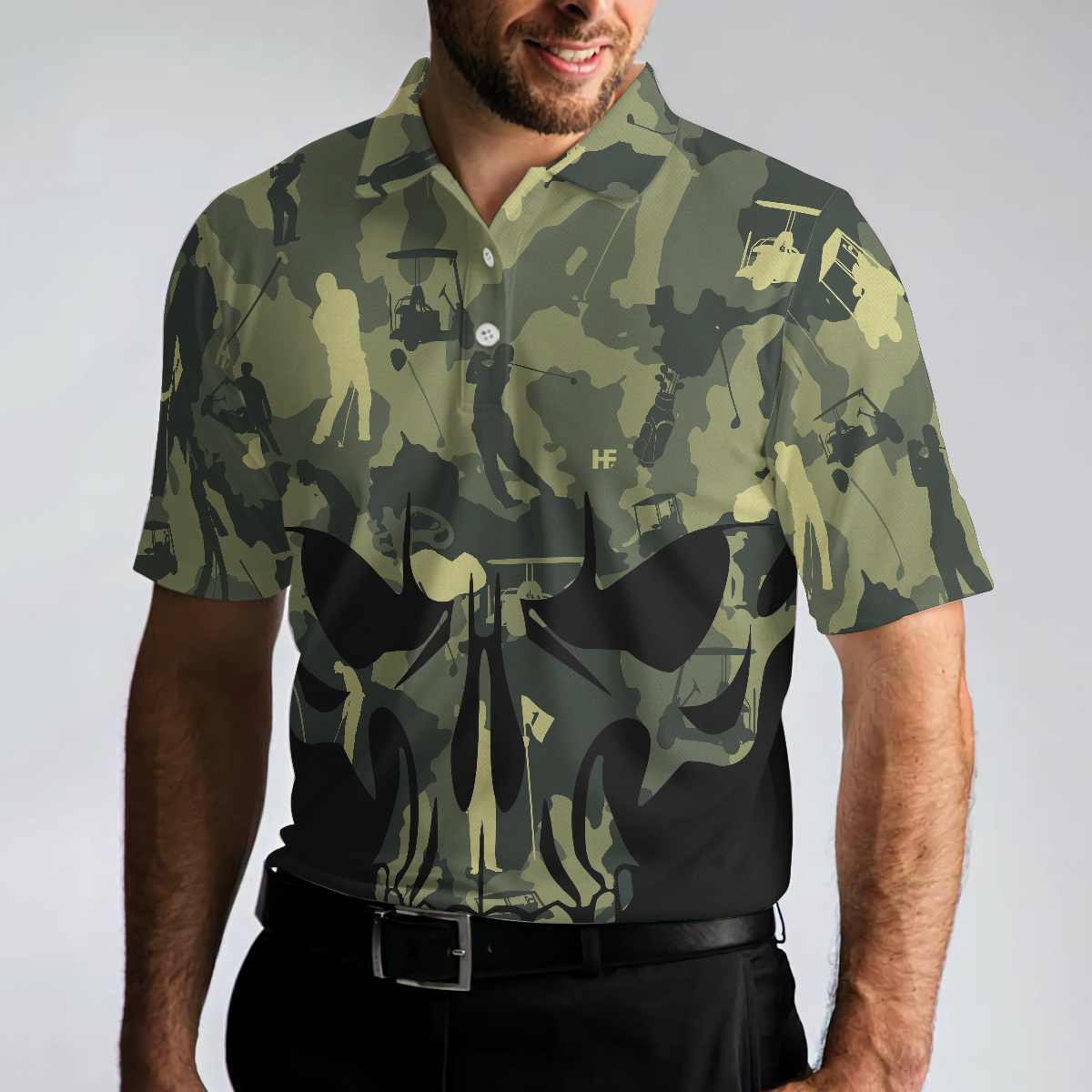 Make Par Not War Polo Shirt, Camouflage Pattern Golf Shirt For Veterans, Golf Gift Idea For Military Dad