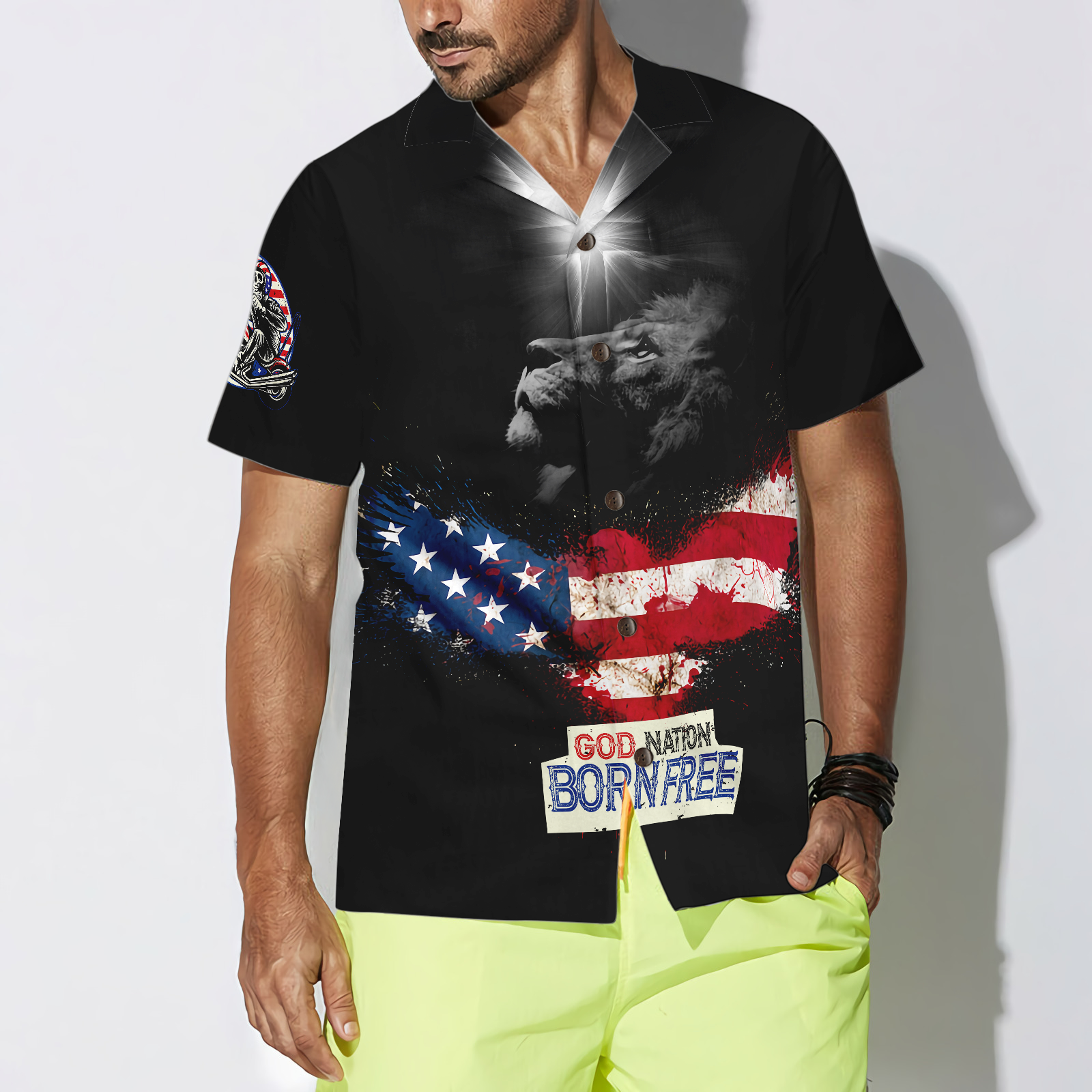 God Nation Born Free Hawaiian Shirt