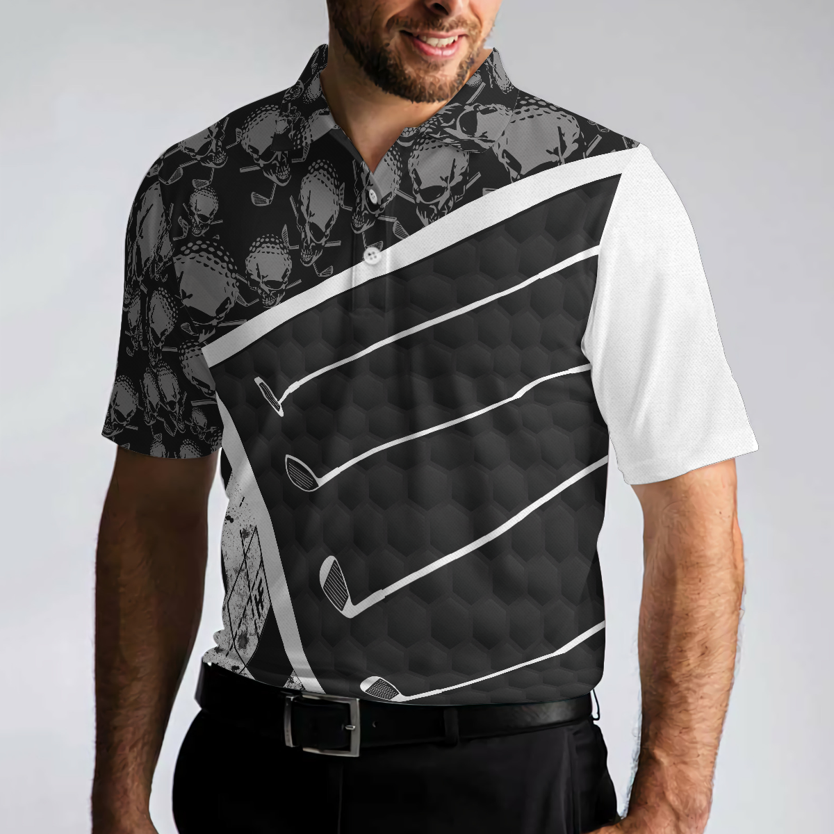 Life Is Full Of Important Choices Golf Polo Shirt, Black And White Skull Golf Shirt For Men