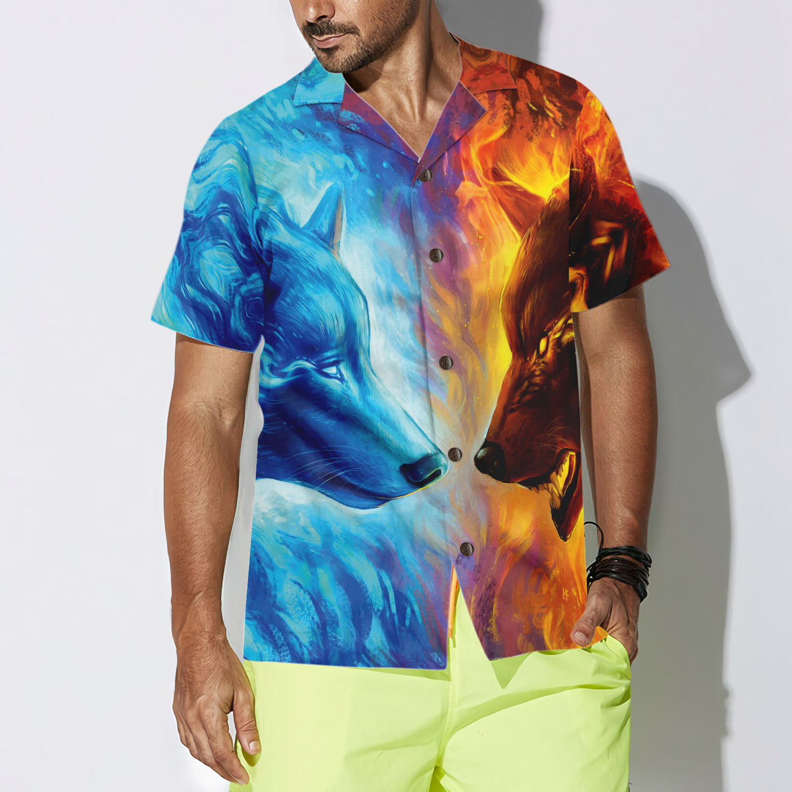 Ice And Fire Wolf Hawaiian Shirt