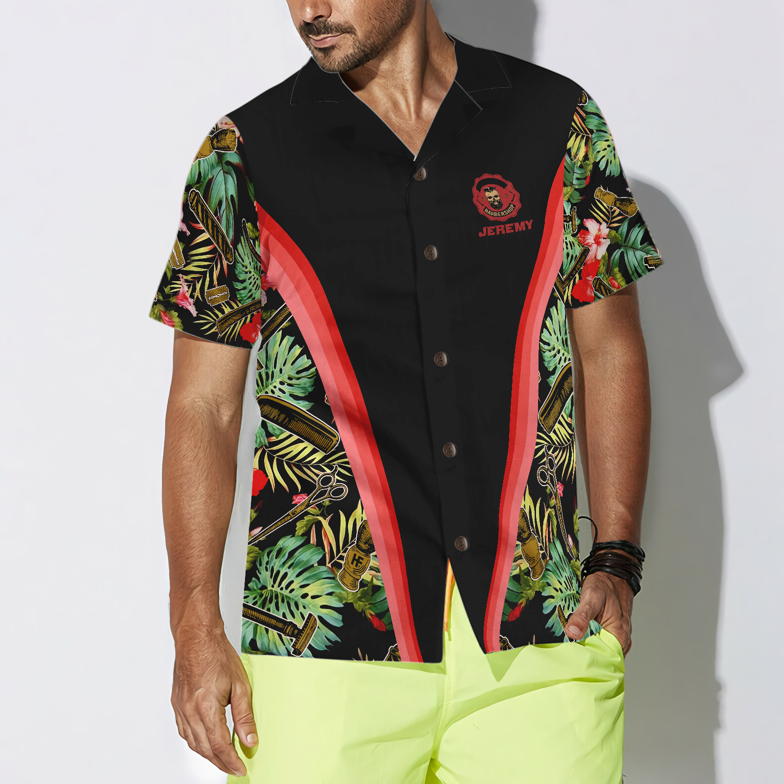 Personalized Name Barber Tropical Custom Hawaiian Shirt