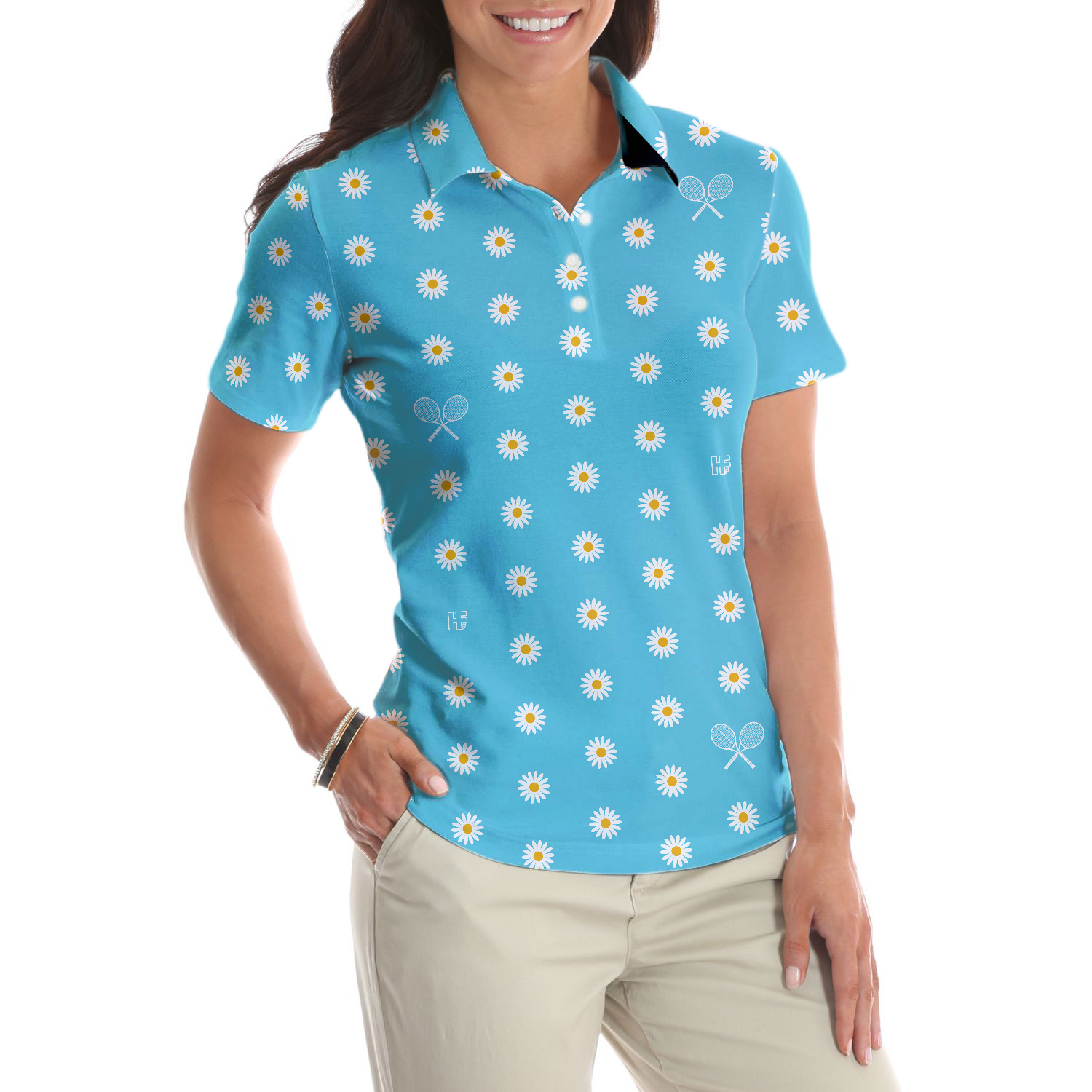 Daisy Tennis Shirt Short Sleeve Women Polo Shirt