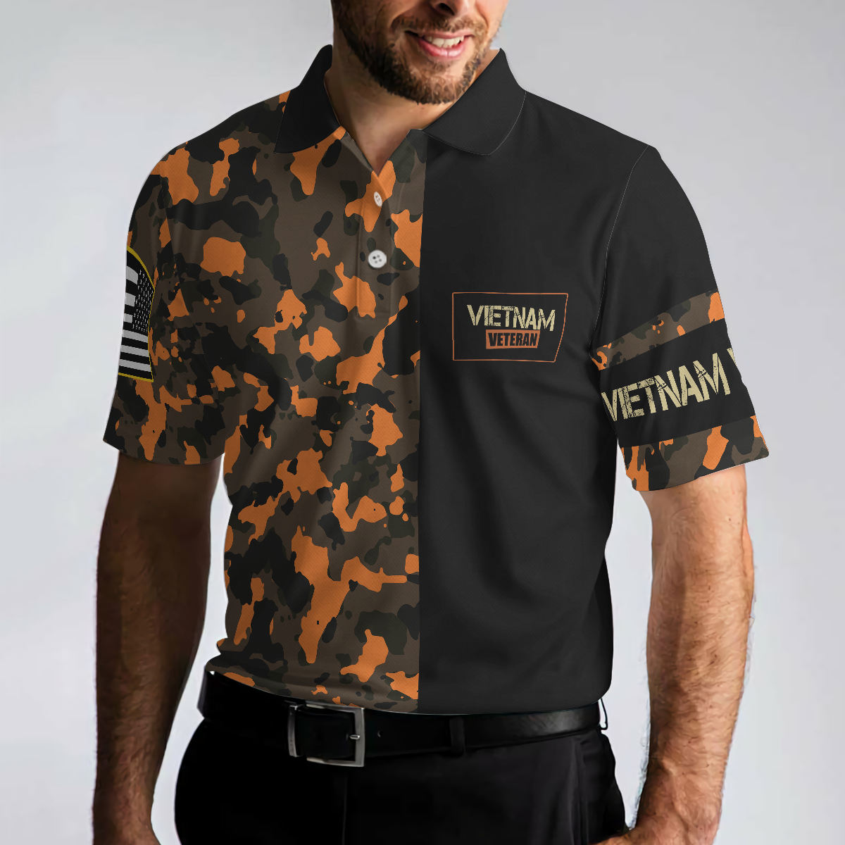 The War Is Over But The Battle Continues Agent Orange Dioxin Polo Shirt, American Flag Golf Shirt