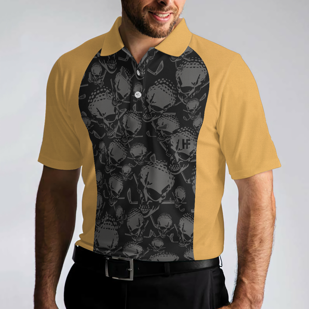 Rules Of Golf Polo Shirt, Black And Orange Golfing Shirt With Sayings, Cool Golf Gift For Beer Lovers