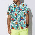 Watercolor Parrot & Palm Leaves Hawaiian Shirt