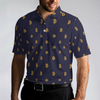 Seamless Pattern Sign Bitcoin Polo Shirt, Navy Blue And Gold Polo Shirt, Best Cryptocurrency Shirt For Men - Hyperfavor