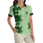 Queen Of The Green Golf Girl Short Sleeve Women Polo Shirt, Green Argyle Pattern Golf Shirt, Cool Golf Gift For Women