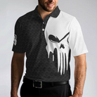 I Hit Golf Ball Polo Shirt, Black And White Golf Shirt Design With Sayings, Scary Skeleton Golf Shirt