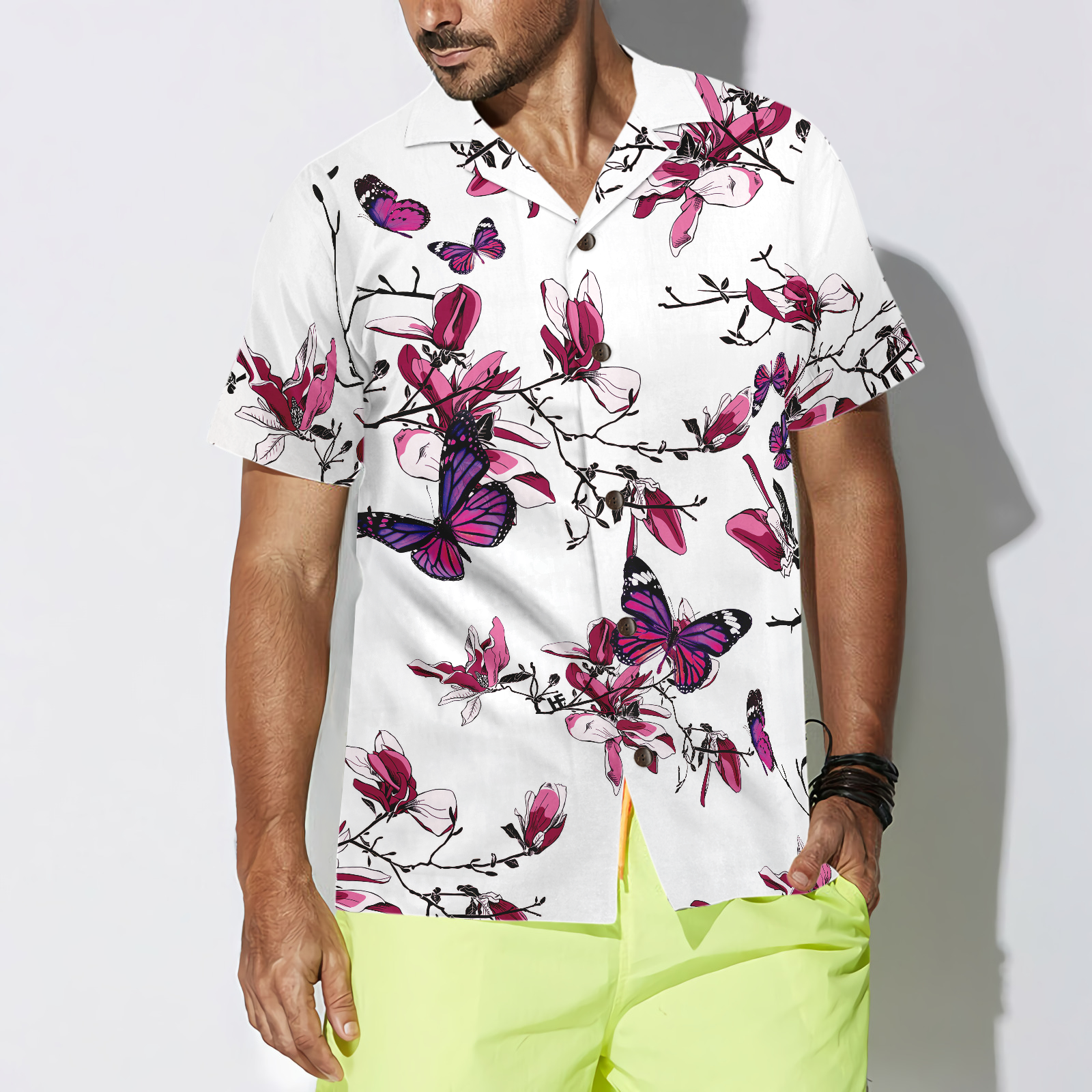 Floral Butterfly Pattern V1 Hawaiian Shirt