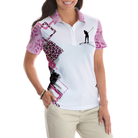 Golf Girls Are Cooler Leopard Pattern Short Sleeve Women Polo Shirt, Pink Argyle Pattern Golf Shirt For Ladies