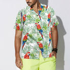 Macaw Parrots Green Palm Leaves Hawaiian Shirt